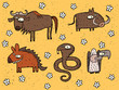 Collection of africal animals ... hand drawn grunge