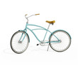 Isolated vintage turqoise bicycle, leather seat