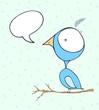 Blue bird doodle wallpaper with text bubble