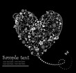 Vector: Black and white vintage greeting card with heart shape Black and white vintage greeting card with heart shape