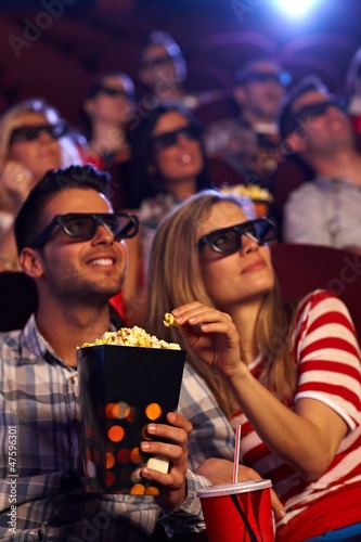 Photo: Happy couple in 3D movie Happy couple in 3D movie