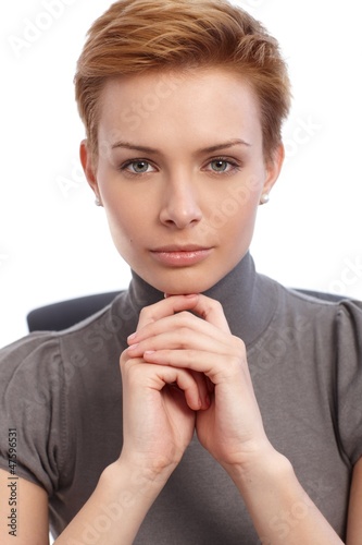 Photo: Closeup portrait of confident young businesswoman Closeup portrait of confident young businesswoman
