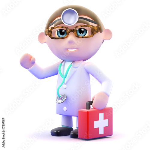 Illustration: Doctor with first aid kit Doctor with first aid kit