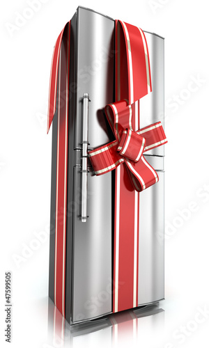 Illustration: Refrigerator with a ribbon Refrigerator with a ribbon