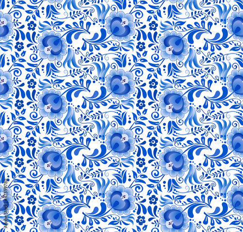 Vector: Russian national floral pattern in gzhel style. Russian national floral pattern in gzhel style.