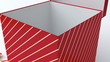 Red gift box with gold ribbon opening.