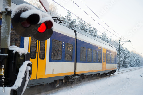 Photo: Dutch train in snow Dutch train in snow