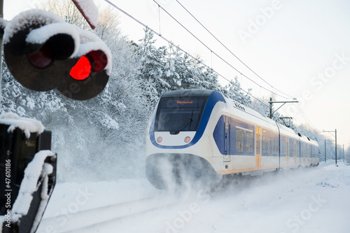 Photo: Dutch train in snow Dutch train in snow