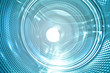 inside view into blue washing machine drum moving