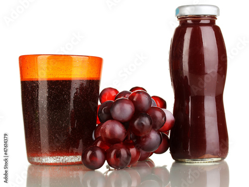 Photo: Delicious grapes juice isolated on white Delicious grapes juice isolated on white
