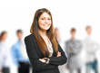 Businesswoman in front of her team