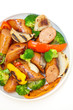 Grilled kielbasa and vegetables