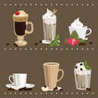 Vector: Set of Glass and Cups with Coffee Set of Glass and Cups with Coffee