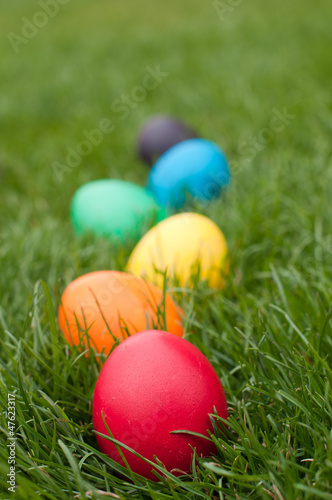 Photo: Easter eggs in a row Easter eggs in a row