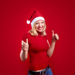 pretty girl with thumbs up on christmas