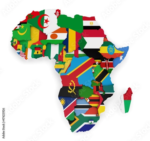 Illustration: Carte d'Afrique avec les drapeaux des pays Carte d'Afrique avec les drapeaux des pays