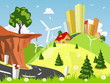Vektor: Nature theme from the city in the background Nature theme from the city in the background