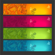 Vektor: 4 floral banners with butterflies 4 floral banners with butterflies