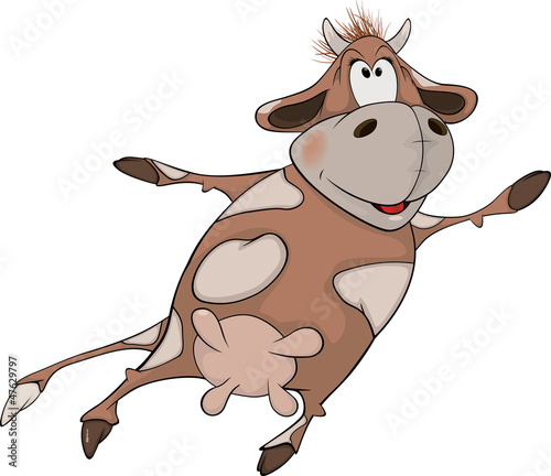 Vector: Cheerful cow. Cartoon Cheerful cow. Cartoon