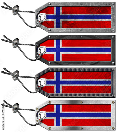 Illustration: Norway Flags Set of Grunge Metal Tags Norway Flags Set of Grunge Metal Tags