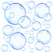 Transparent blue soap bubbles