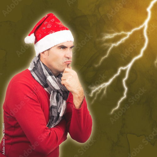 Photo: Grimmiger Weihnachtsmann, Blitz Grimmiger Weihnachtsmann, Blitz