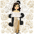 Vector: Cute woman with Retro party poster Cute woman with Retro party poster