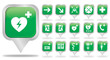 Vector: bulles carré argent : logos évacuation & premiers secours bulles carré argent : logos évacuation & premiers secours
