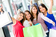 Excited female shoppers