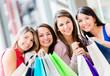 Group of shopping women