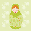 poupee russe verte et orange fond