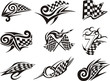 Set of racing tattoos with checkered flags