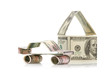 Car and  house made of Dollars