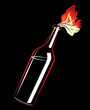Vector molotov cocktail on the black background