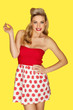 Retro fashion model in red polka dots