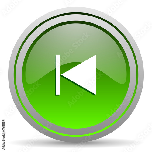 Illustration: prev green glossy icon on white background prev green glossy icon on white background