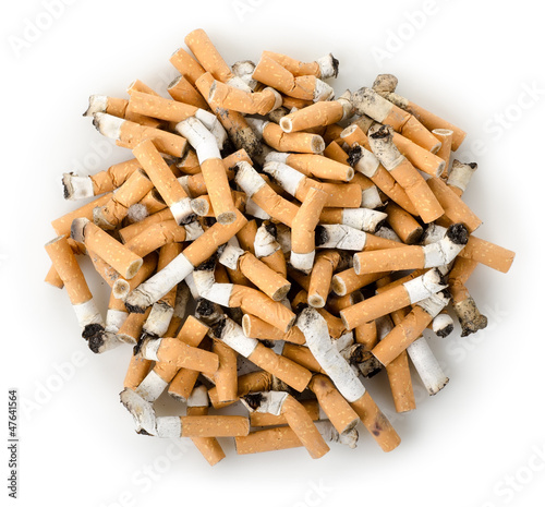 Photo: Cigarette butts isolated Cigarette butts isolated
