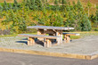 Wooden Table and Benches in Resting Area