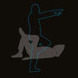 Exercising - man stretch and relax. Vector graphic