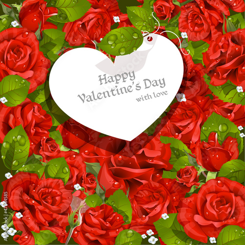 Vector: Valentine's Day card red roses background Valentine's Day card red roses background