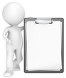 3D little human character with a Classic Black Clipboard.