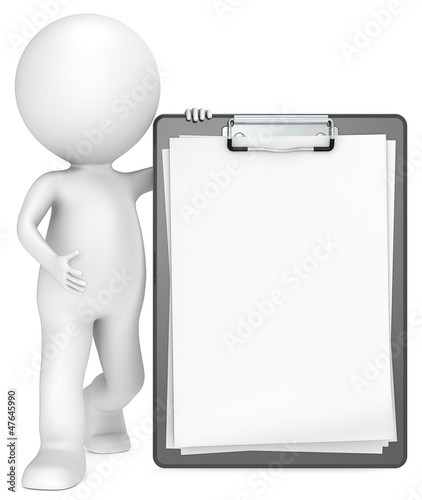 Illustration: 3D little human character with a Classic Black Clipboard. 3D little human character with a Classic Black Clipboard.