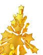 Illustration: moving golden stars on white background moving golden stars on white background