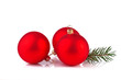 Christmas red balls isolated on white background
