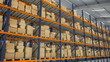 Camera travels inside a large warehouse. Seamless loop.