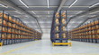 Camera travels inside a large warehouse. Seamless loop.