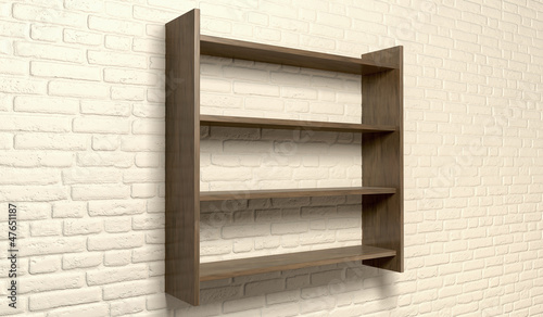 Illustration: Shelving Unit On A Wall Perspective Shelving Unit On A Wall Perspective
