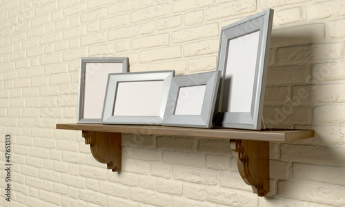 Illustration: Shelf With Picture Frames Perspective Shelf With Picture Frames Perspective