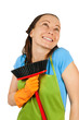 woman with broom