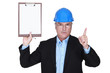 Safety inspector with clipboard
